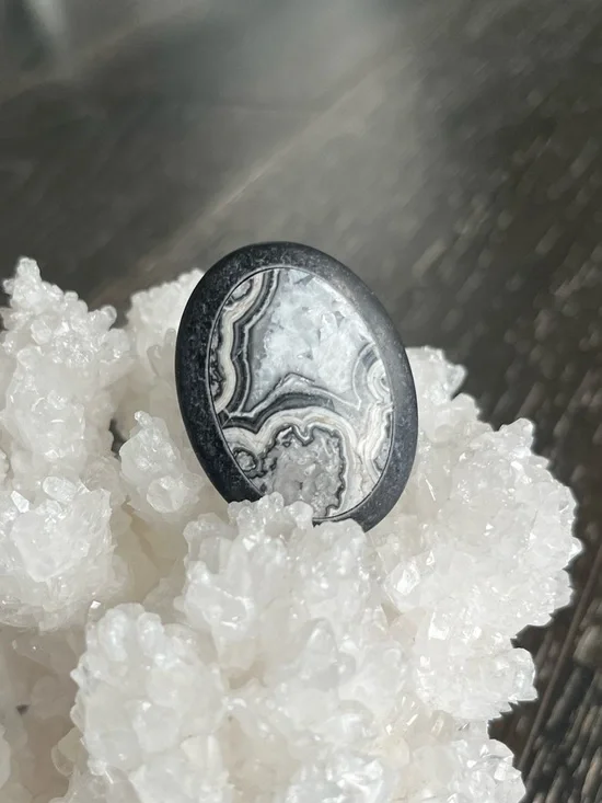 Designer Black & White Crazy Lace Agate Inlay Cabochon - Picture 1 of 4